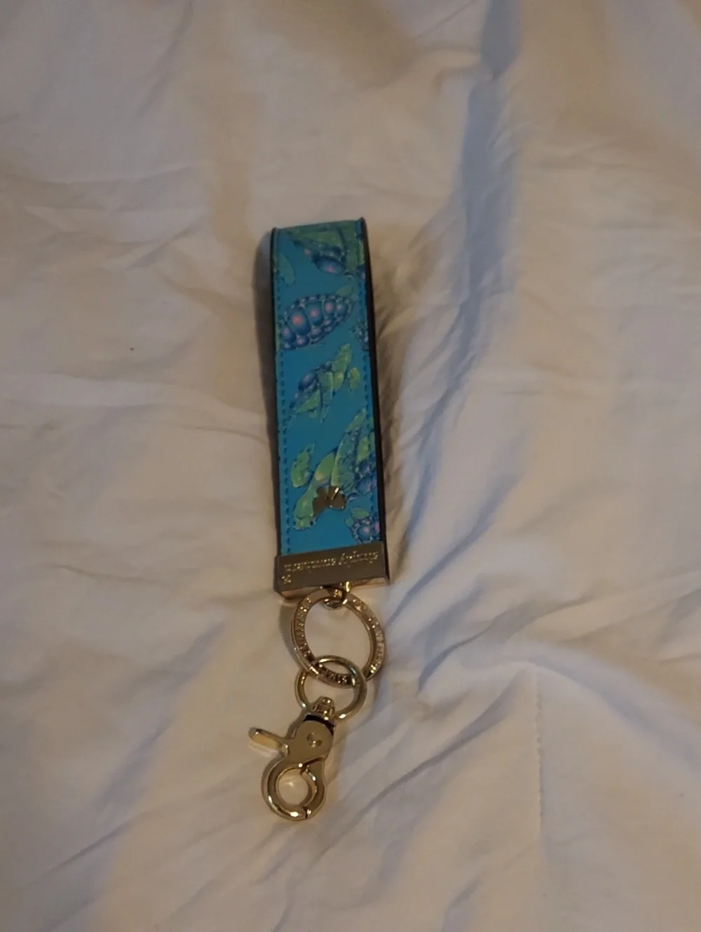 Simply Southern Turquoise Turtle Key Fob Wristlet with Gold Hardware